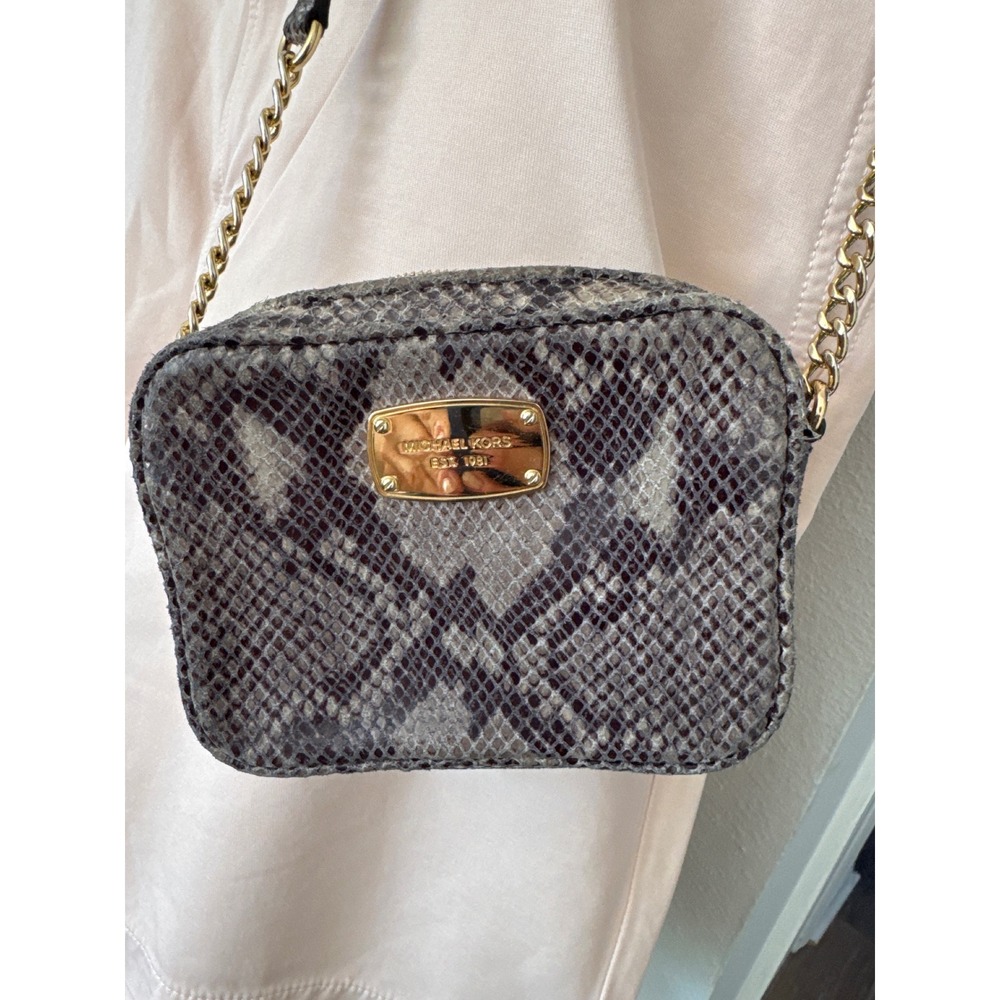 Michael Kors python embossed leather small crossb… - image 8